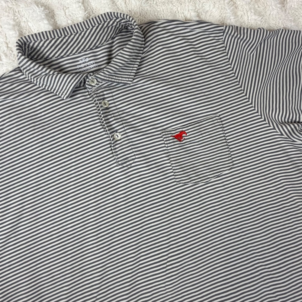 Peter Millar SMU Mustangs Mens Striped Polo Shirt Southern Methodist University